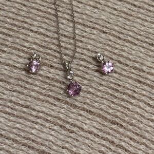 Elegant Pink and Silver Jewelry Set